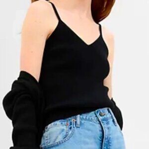 GAP Rib Knit Sweater Camisole Tank Top in Black Sz XL